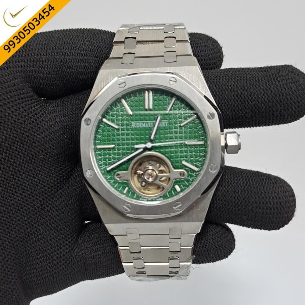 Audemars Piguet Royal Oak Tourbillion Green Dial Stainless Steel Strap Swiss Automatic Watch