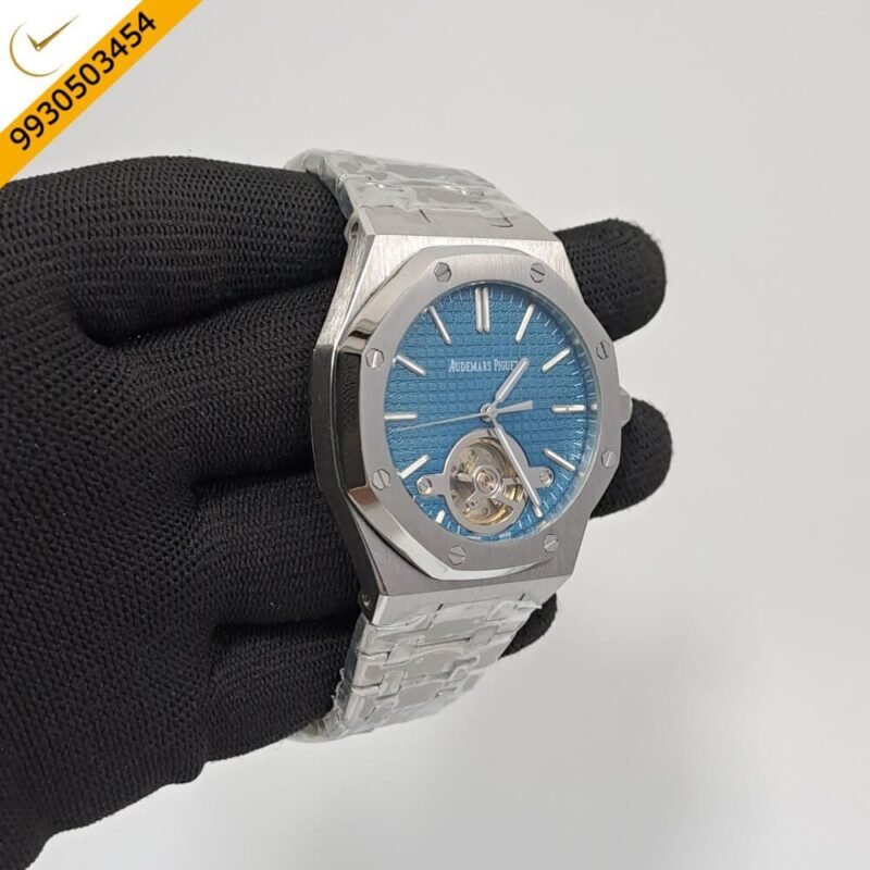 Audemars Piguet Royal Oak Tourbillion Light Blue Stainless Steel Strap Swiss Automatic Watch - Image 3