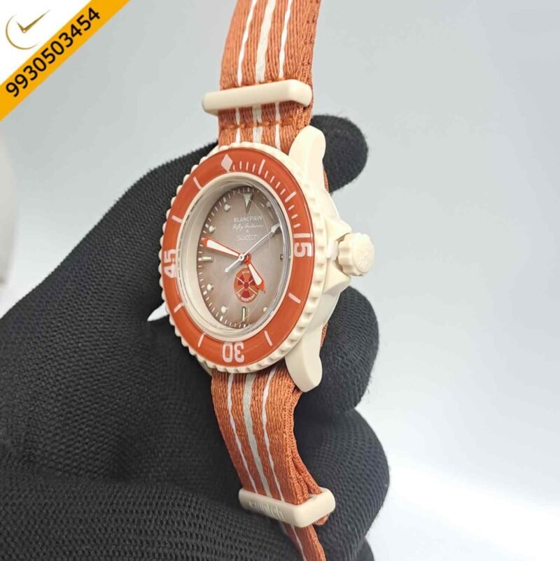 BLANCPAIN X SWATCH Fifty Fathoms SCUBA Orange Swiss Watch - Image 3
