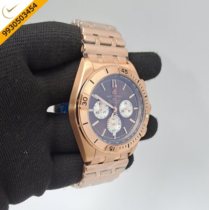 Breitling Chronometer 1884 Full Rose Gold Brown Dial Swiss Watch - Image 3