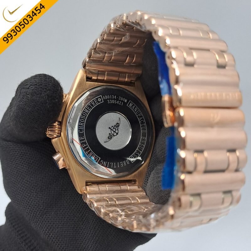 Breitling Chronometer 1884 Full Rose Gold Brown Dial Swiss Watch - Image 4