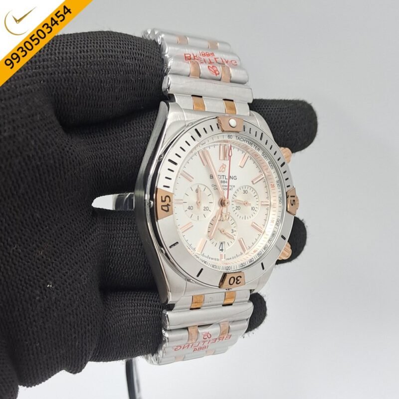 Breitling Chronometer 1884 Dual Tone White Dial Swiss Watch - Image 3