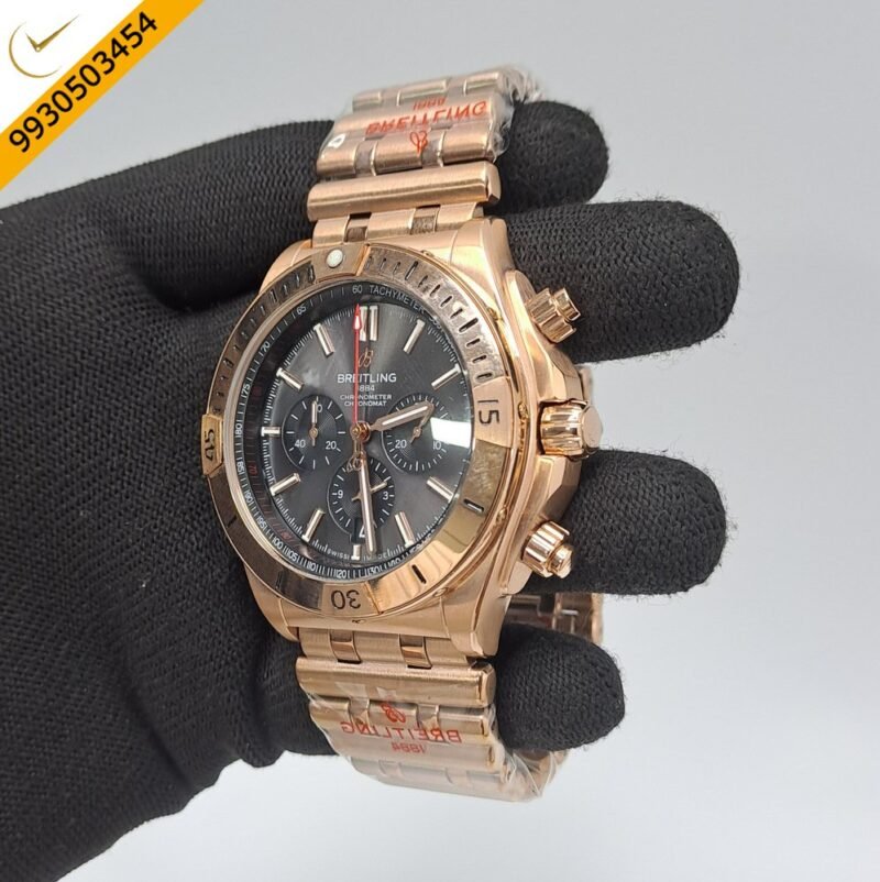 Breitling Chronometer 1884 Full Rose Gold Black Dial Swiss Watch - Image 2