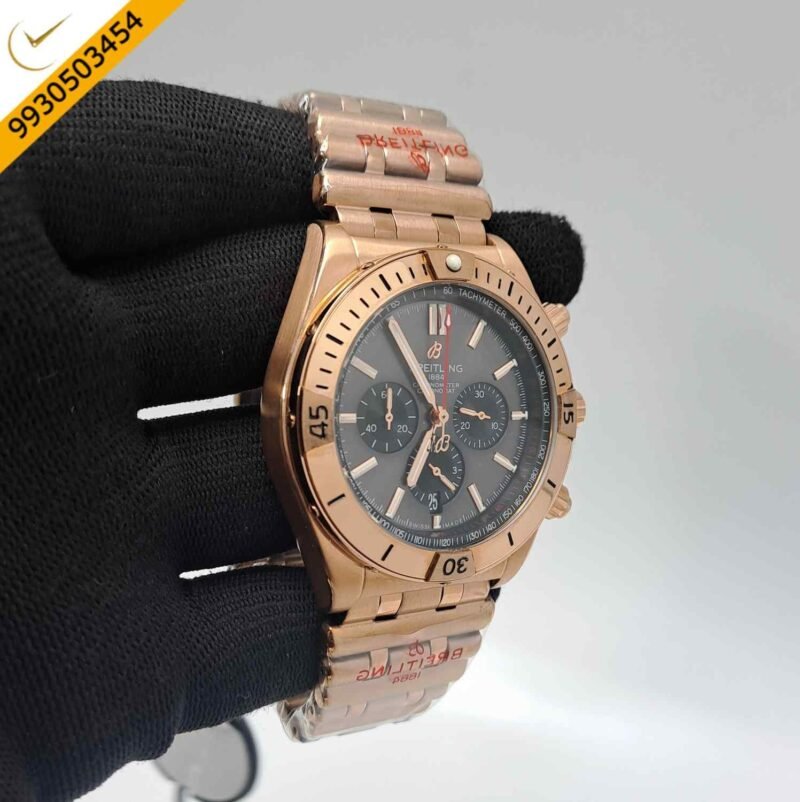 Breitling Chronometer 1884 Full Rose Gold Grey Dial Swiss Watch - Image 2