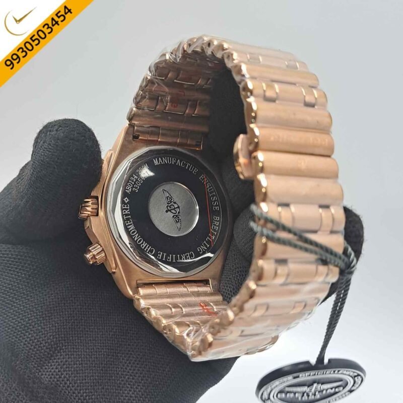 Breitling Chronometer 1884 Full Rose Gold Grey Dial Swiss Watch - Image 4