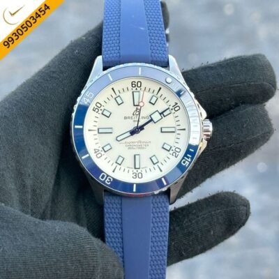 Breitling Super Ocean 44 Kelly Slater White Dial Blue Rubber Strap Swiss Watch