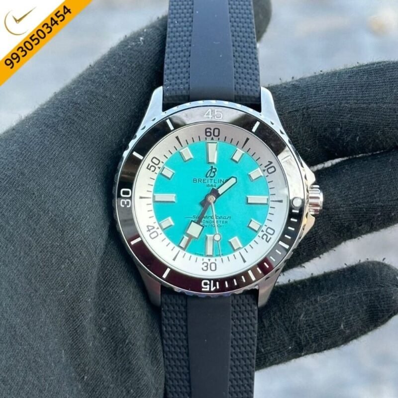 Breitling Super Ocean 44 Kelly Slater tiffniy Dial Black Rubber Strap Swiss Automatic Watch