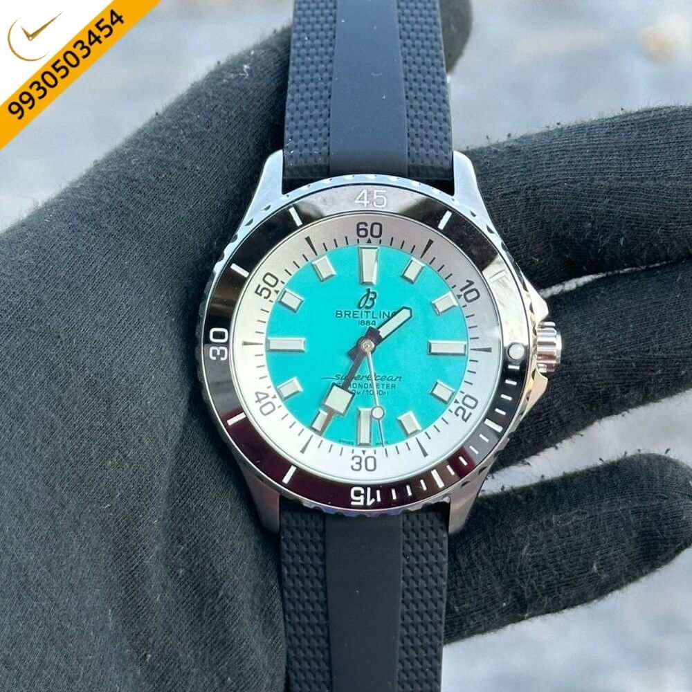 Breitling Super Ocean 44 Kelly Slater tiffniy Dial Black Rubber Strap Swiss Automatic Watch