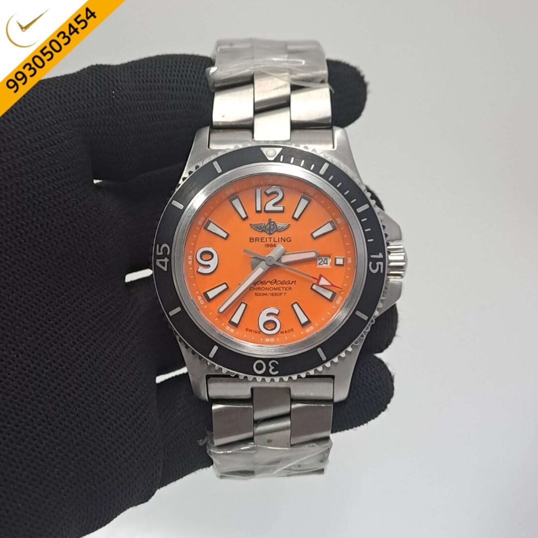 Breitling Superocean Orange Dial Stainless Steel Swiss Automatic Watch