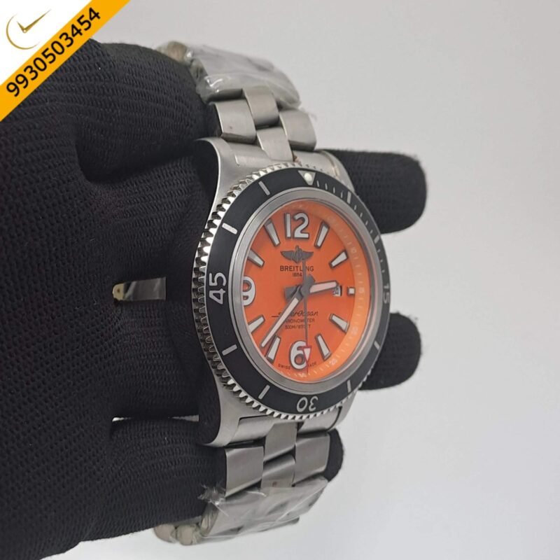 Breitling Superocean Orange Dial Stainless Steel Swiss Automatic Watch - Image 3