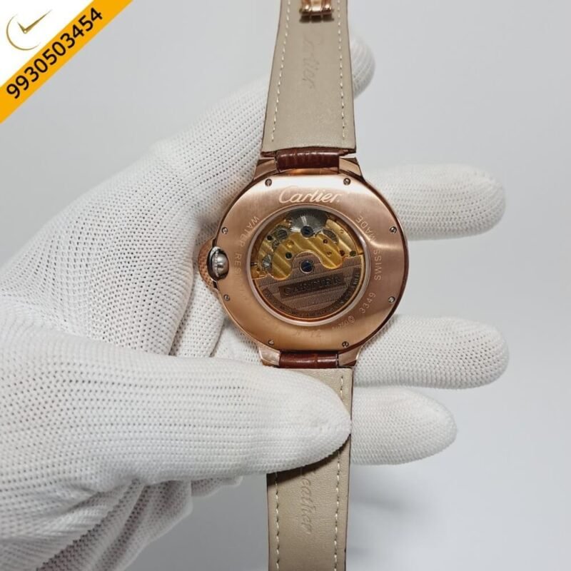 Cartier Ballon Bleu De Flying Tourbillion White Dial Brown Leather Strap Swiss Automatic Watch - Image 4