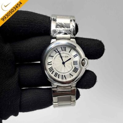 Cartier Ballon Bleu De White Dial Silver Case Swiss Watch