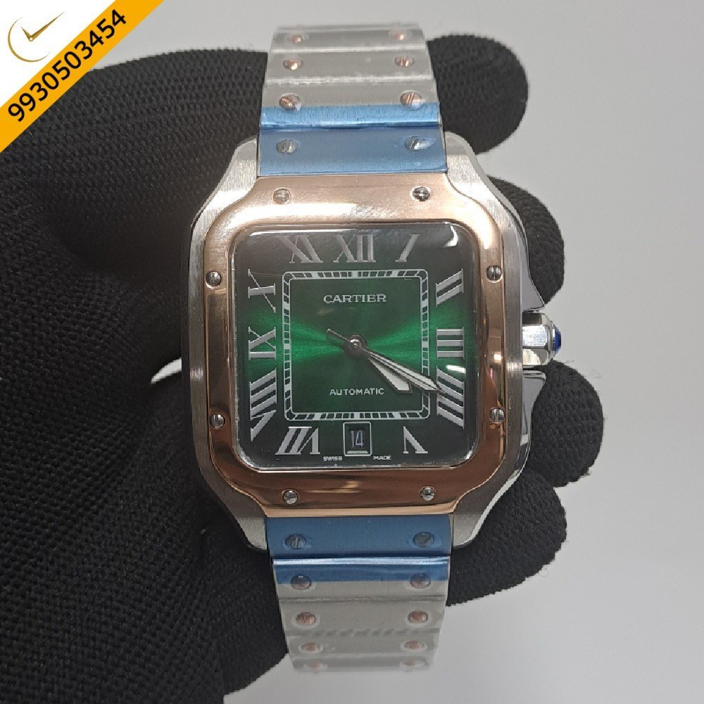 Cartier Santos 100 Dual Tone Green Swiss Automatic Watch