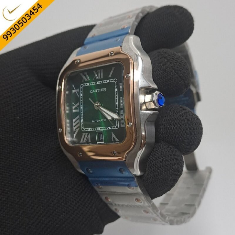 Cartier Santos 100 Dual Tone Green  Swiss Automatic Watch - Image 2
