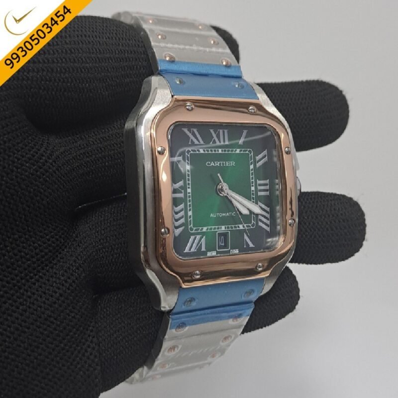 Cartier Santos 100 Dual Tone Green  Swiss Automatic Watch - Image 3