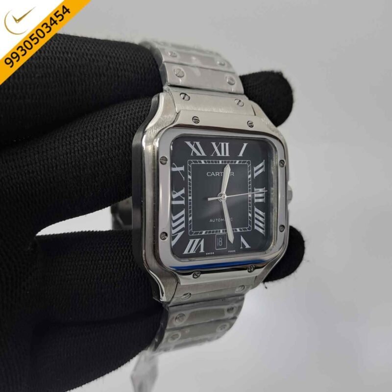 Cartier Santos De Silver Black Dial Swiss Automatic Watch - Image 2