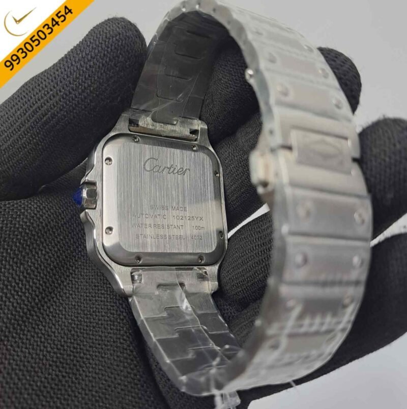 Cartier Santos De Silver Black Dial Swiss Automatic Watch - Image 4