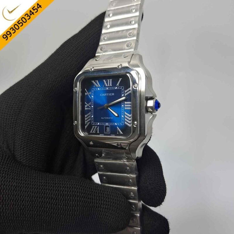 Cartier Santos De Silver Blue Dial Swiss Automatic Watch - Image 3