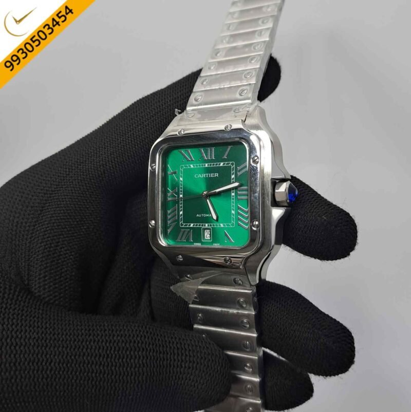 Cartier Santos De Silver Green Dial Swiss Automatic Watch - Image 2
