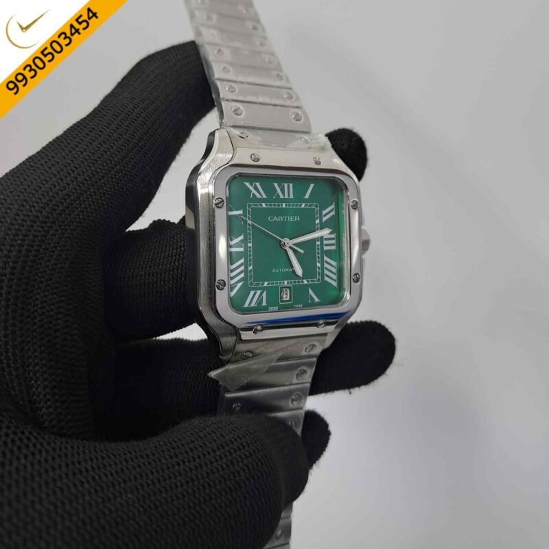 Cartier Santos De Silver Green Dial Swiss Automatic Watch - Image 3