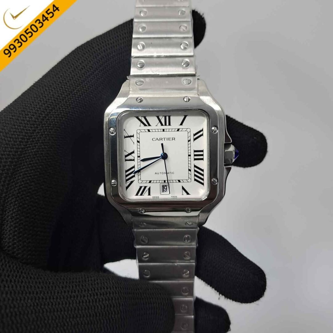 Cartier Santos De Silver White Dial Swiss Automatic Watch