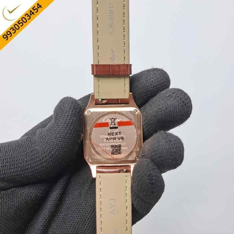 Cartier Santos Dumont Small White Dial Brown Leather Strap Swiss Watch - Image 4