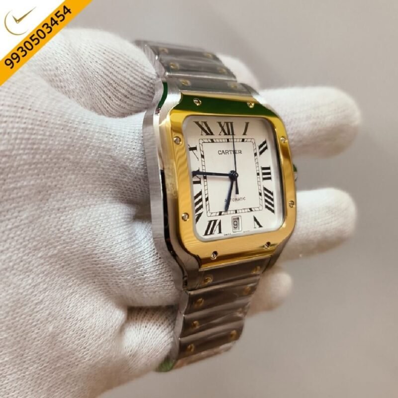 Cartier Santos Steel Gold Swiss ETA Calibre 9611 Automatic Watch - Image 3