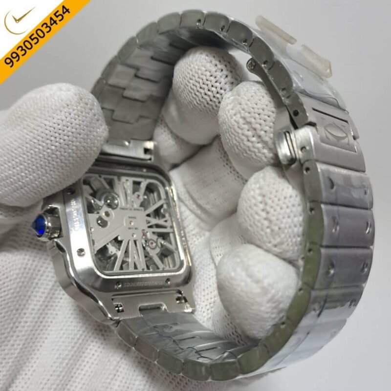 Cartier Skeleton Horloge Santos Silver White Watch - Image 4