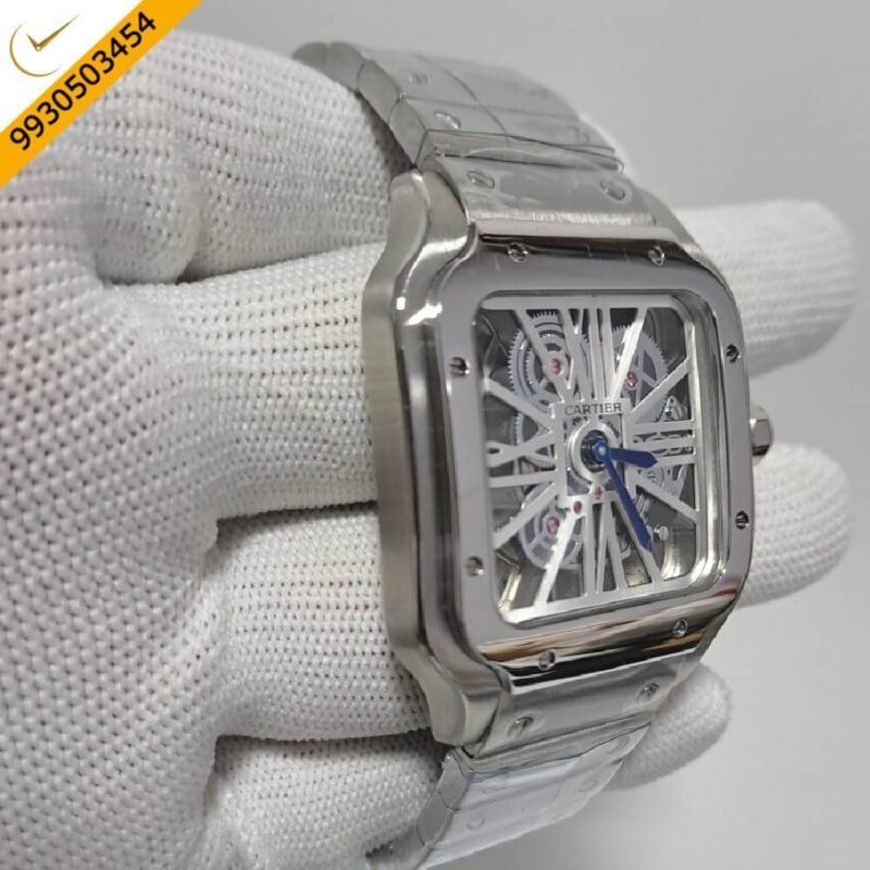 Cartier Skeleton Horloge Santos Silver White Watch - Image 2