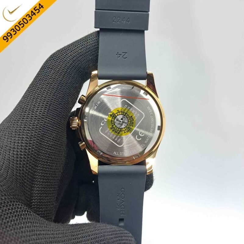 Coach Kent Gold Black Dial Black Rubber Strap Swiss Watch - Image 4