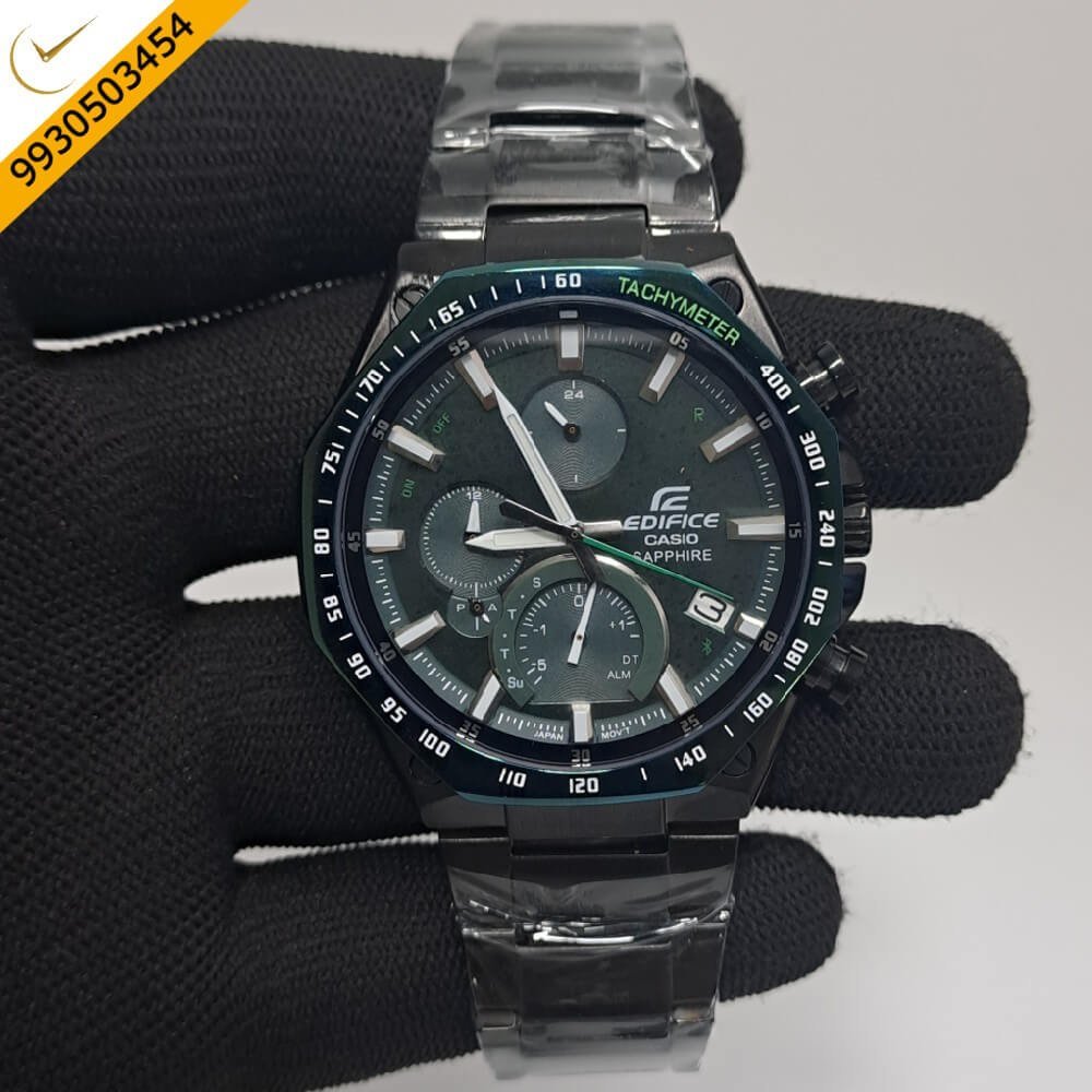 Casio Edifice Black Dial Stainless Steel Strap Swiss Watch