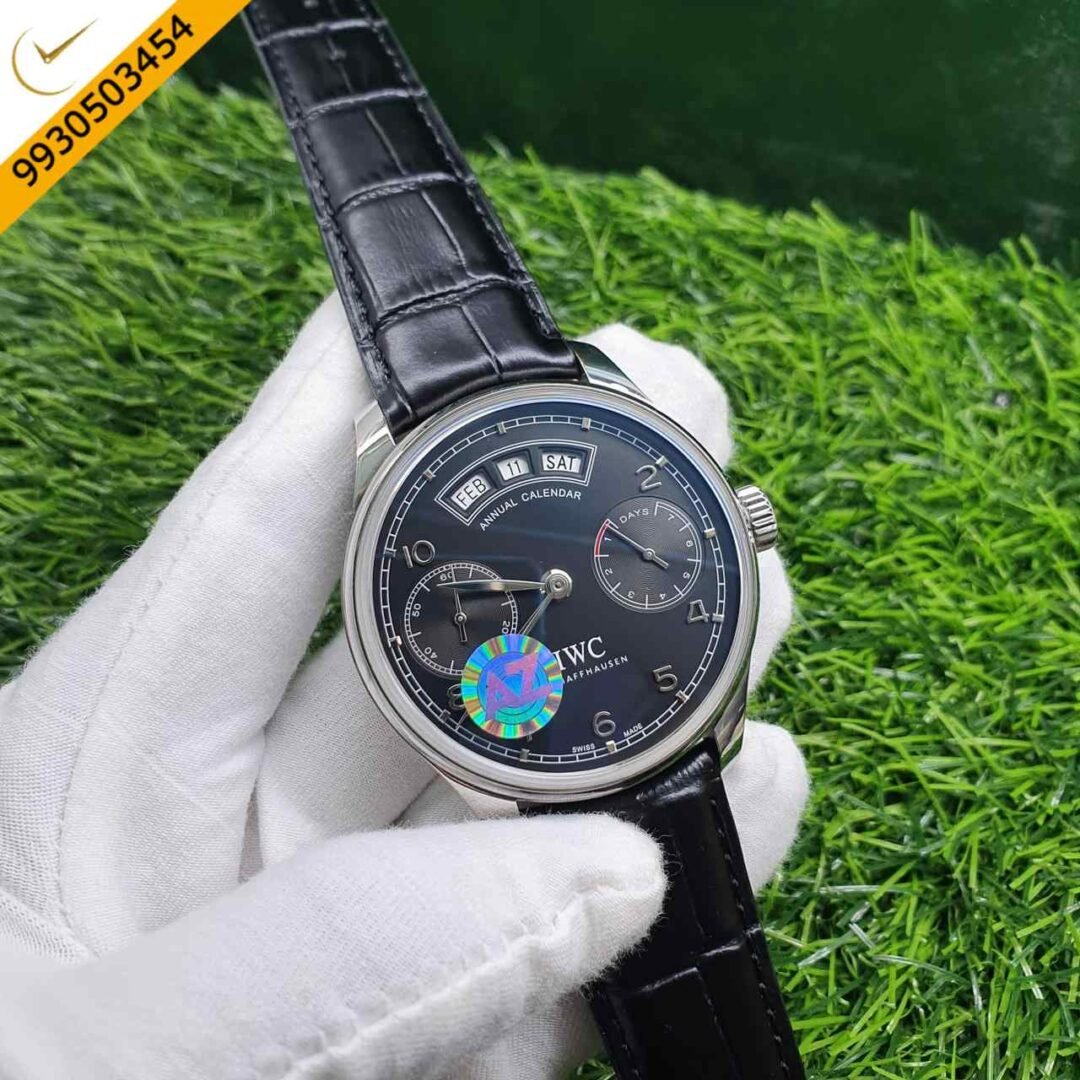 IWC Portugieser Annual Calendar Steel Black Swiss ETA 7750 Valjoux Automatic Movement Watch