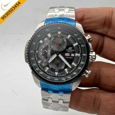 Edifice Silver Black Dial Chronograph Swiss Watch
