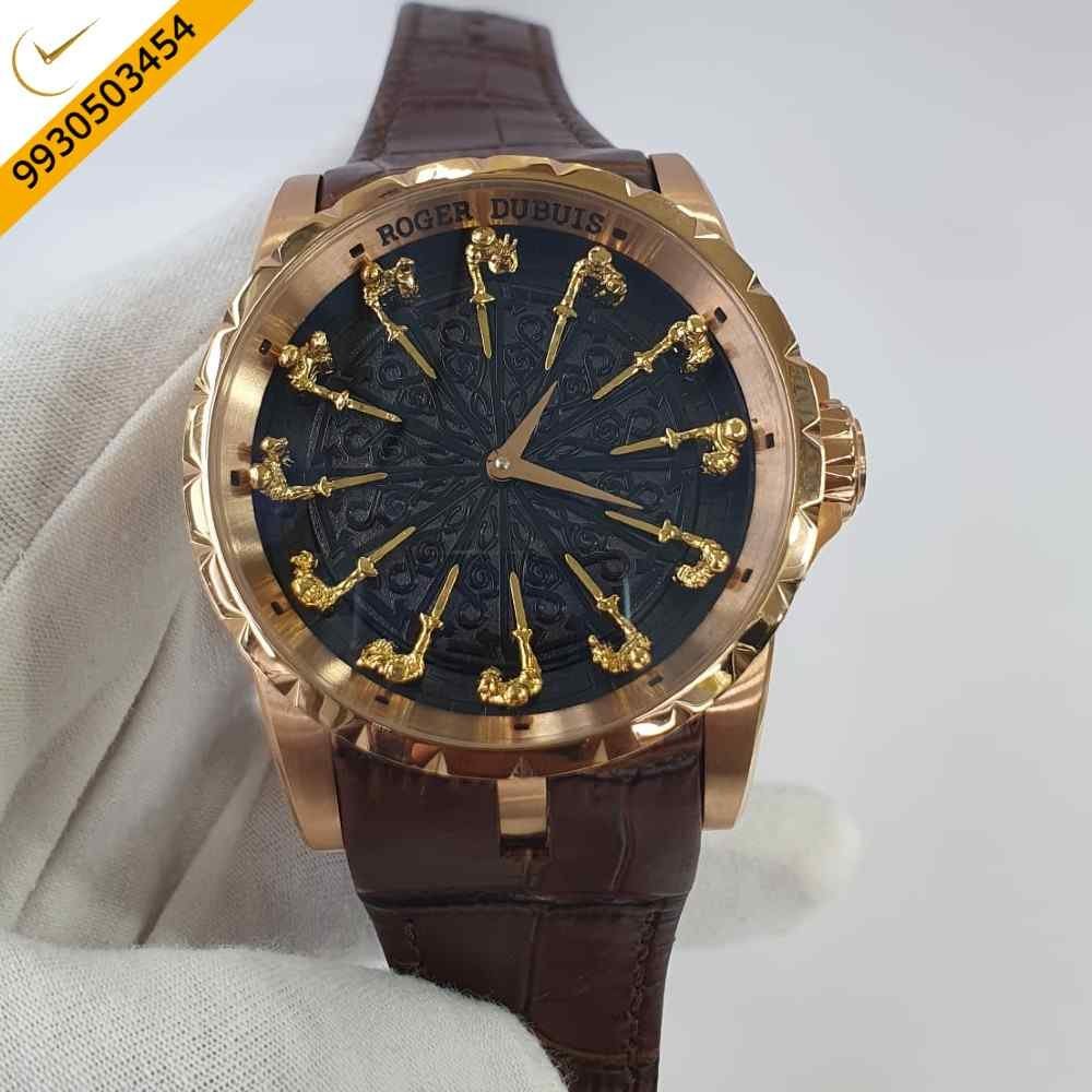 Roger Dubuis Excalibur Knights Of The Round Rose Gold Black Dial Swiss Automatic Watch