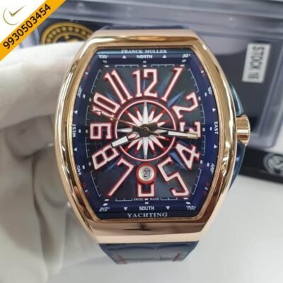 Franck Muller Vanguard Yachting Rose Gold Blue Swiss Eta V45 Sc Dt Yacht Automatic Movement Watch