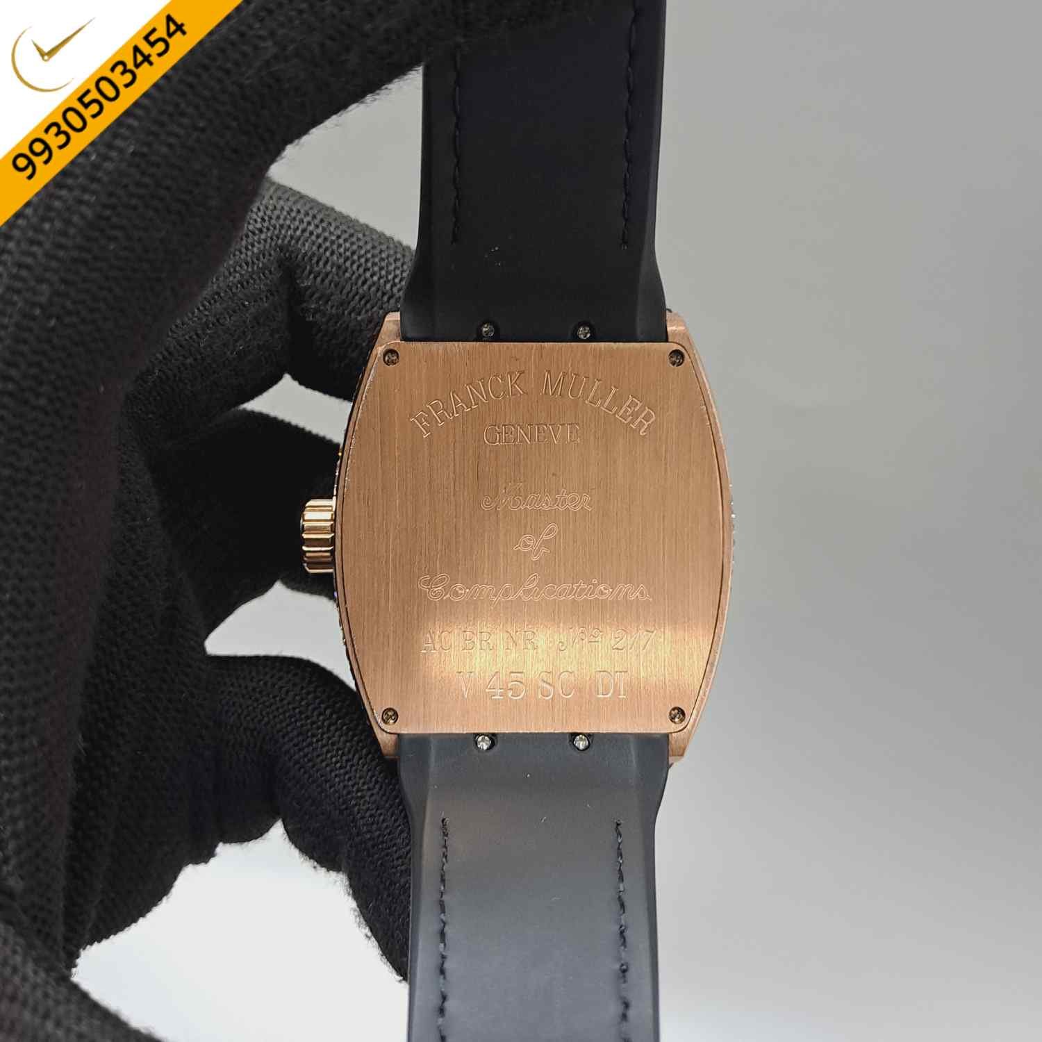 Franck Muller Vanguard Yachting Rose Gold Diamond Leather Swiss Automatic Watch - Image 4
