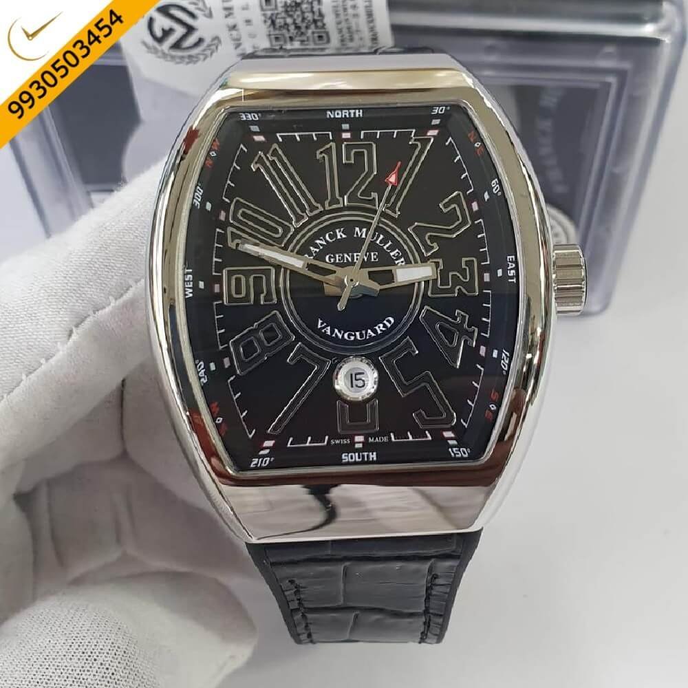 Franck Muller Vanguard Yachting Silver Black Dial Swiss Eta V45 Sc Dt Yacht Automatic Movement Watch