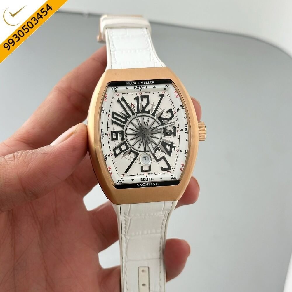 Franck Muller Vanguard Yatching Alligator White Dial Automatic Watch