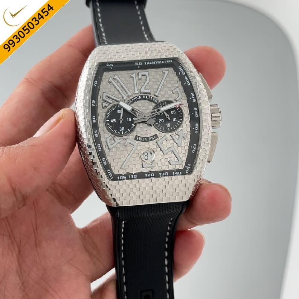 Frank Muller Vanguard Classical Chronograph Alligator Silver Dial Automatic Watch