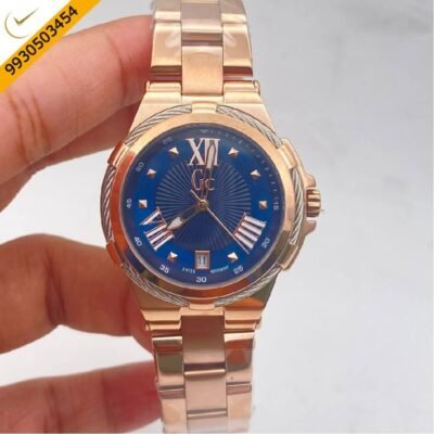 GC CableBijou Full Rose Gold Blue Dial Watch
