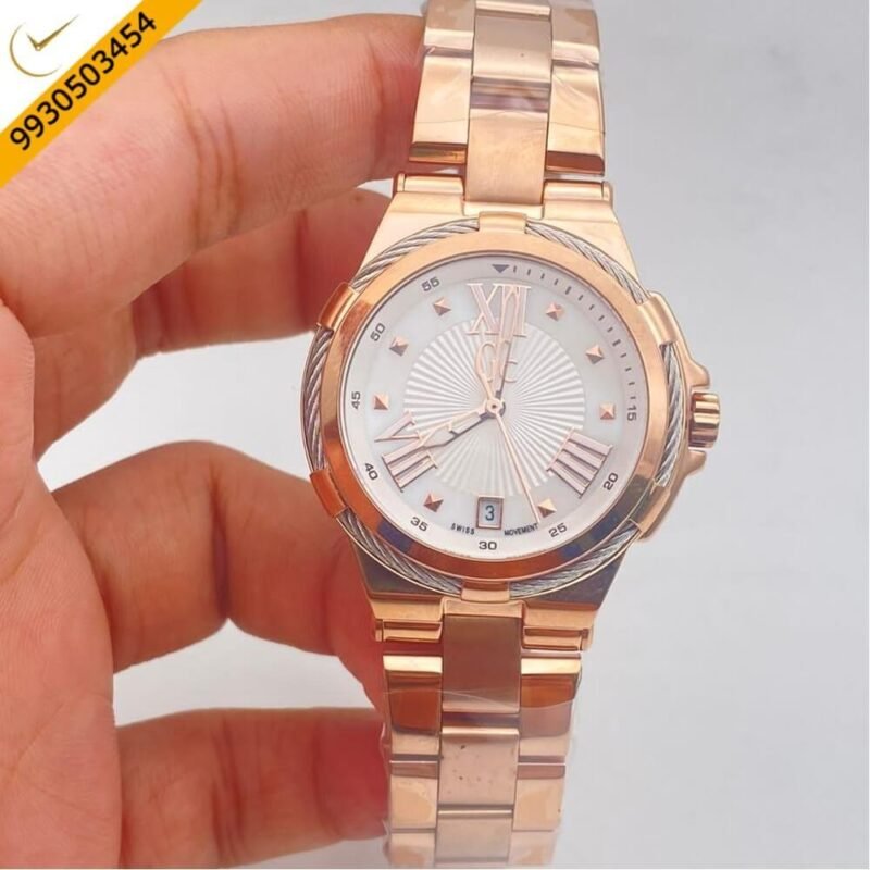 GC CableBijou Full Rose Gold White Dial Watch