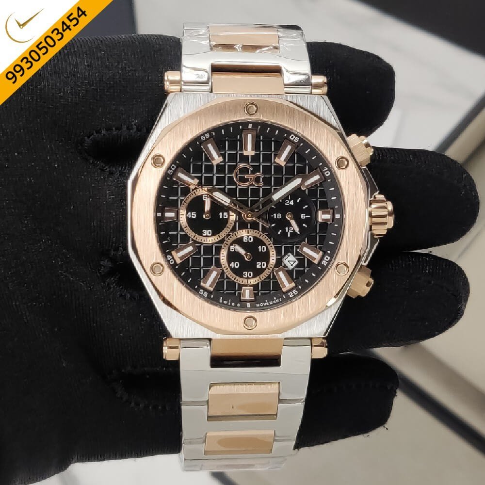 GC Chronograph Dual Tone Black Dial Swiss Watch