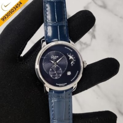 Glashutte PANOMATIC Lunar Moon Edition Blue Leather Strap Swiss Automatic Watch