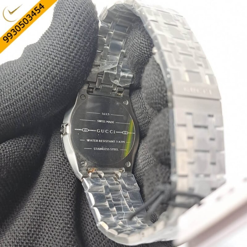 Gucci 25H Black Diamond Bazel Stainless Steel Swiss Watch - Image 4