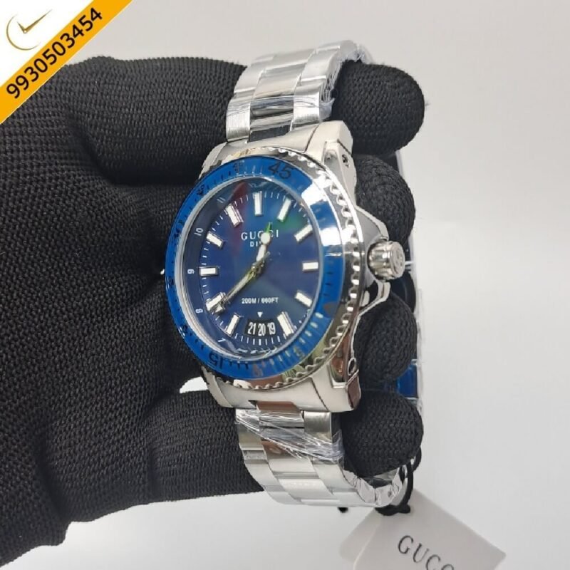 Gucci DIVE Date YA136205 Blue Dial Stainless Steel  Swiss Watch - Image 2