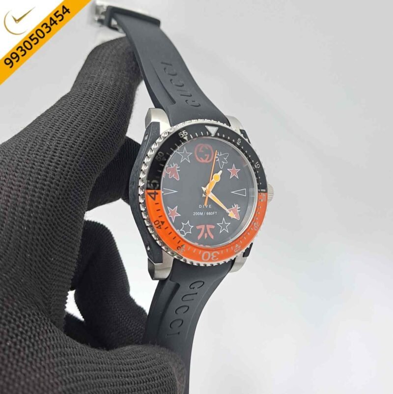 Gucci DIVE Fantic Black Rubber Strap Swiss Watch - Image 2