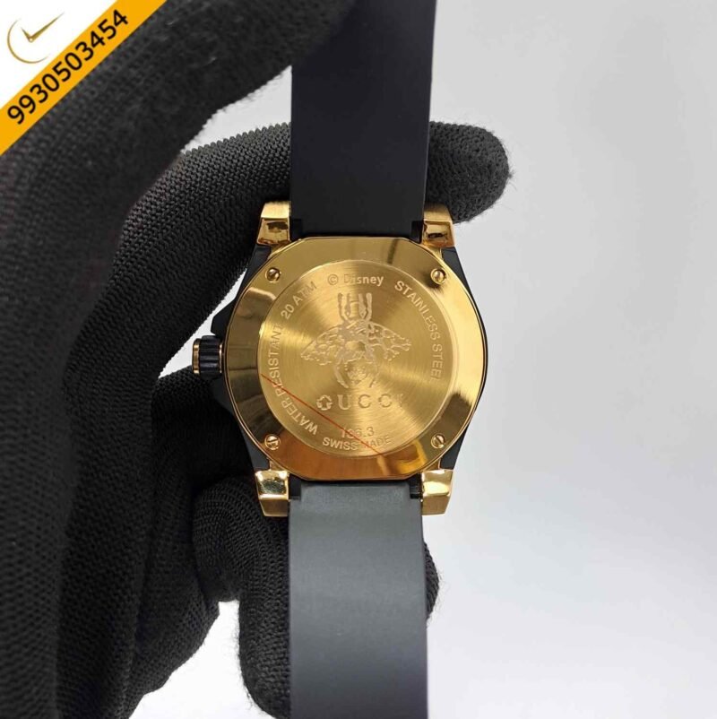Gucci DIVE Three Little Pigs Dial Black Rubber Strap Swiss Watch - Image 4