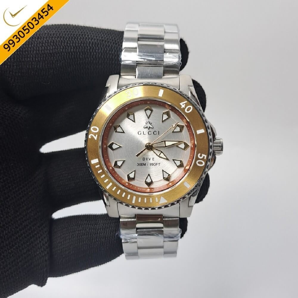 Gucci DIVE YA136357 White Dial Stainless Steel Swiss Watch