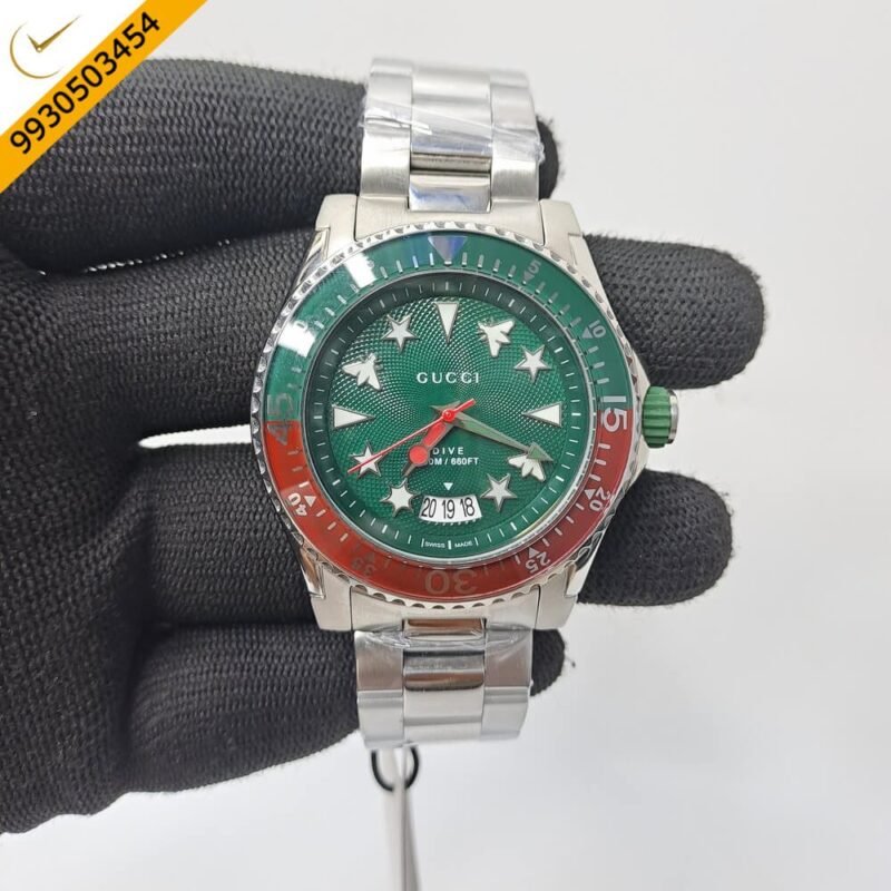 Gucci Dive YA136357 Green Dial Stainless Steel Swiss Watch