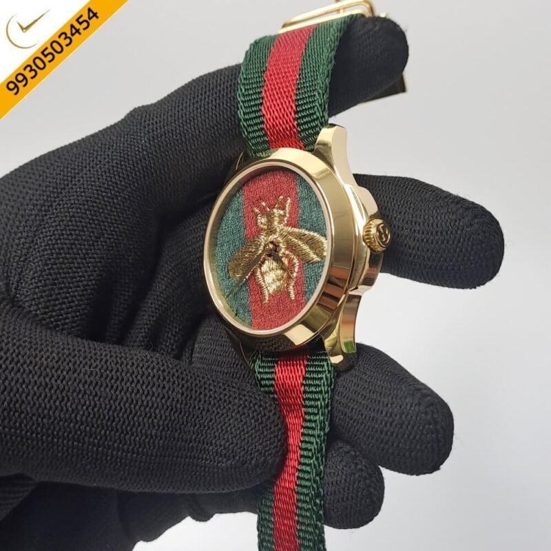 Gucci G-Timeless Bee Edition Multi Colour Dial Nylon Strap Swiss Watch - Image 2